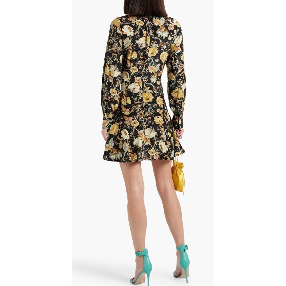 ULLA JOHNSON Salima Ruffled Floral-Print Silk-Crepe Mini Dress NWT Size 0 - Picture 3 of 6